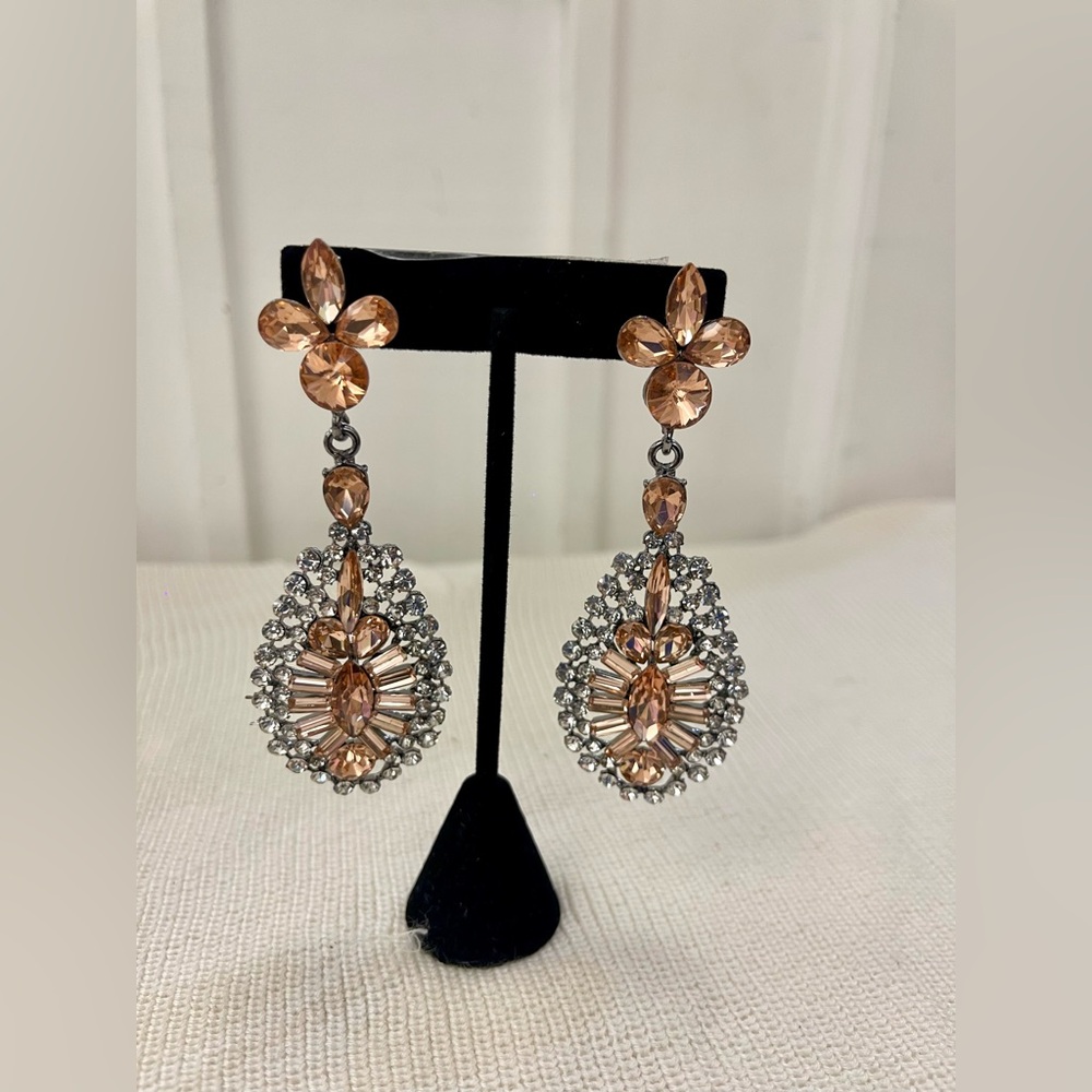 Elegant Rosegold and Silver Drop Earrings